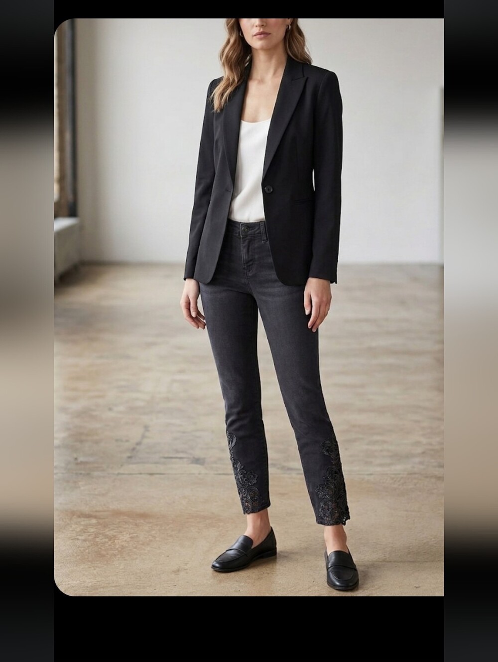 Express Black Jeans with Lace Detail